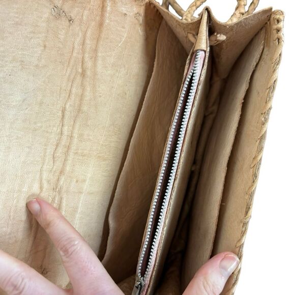 Brown Snakeskin Natural Fiber Crossbody Purse - Picture 5 of 6